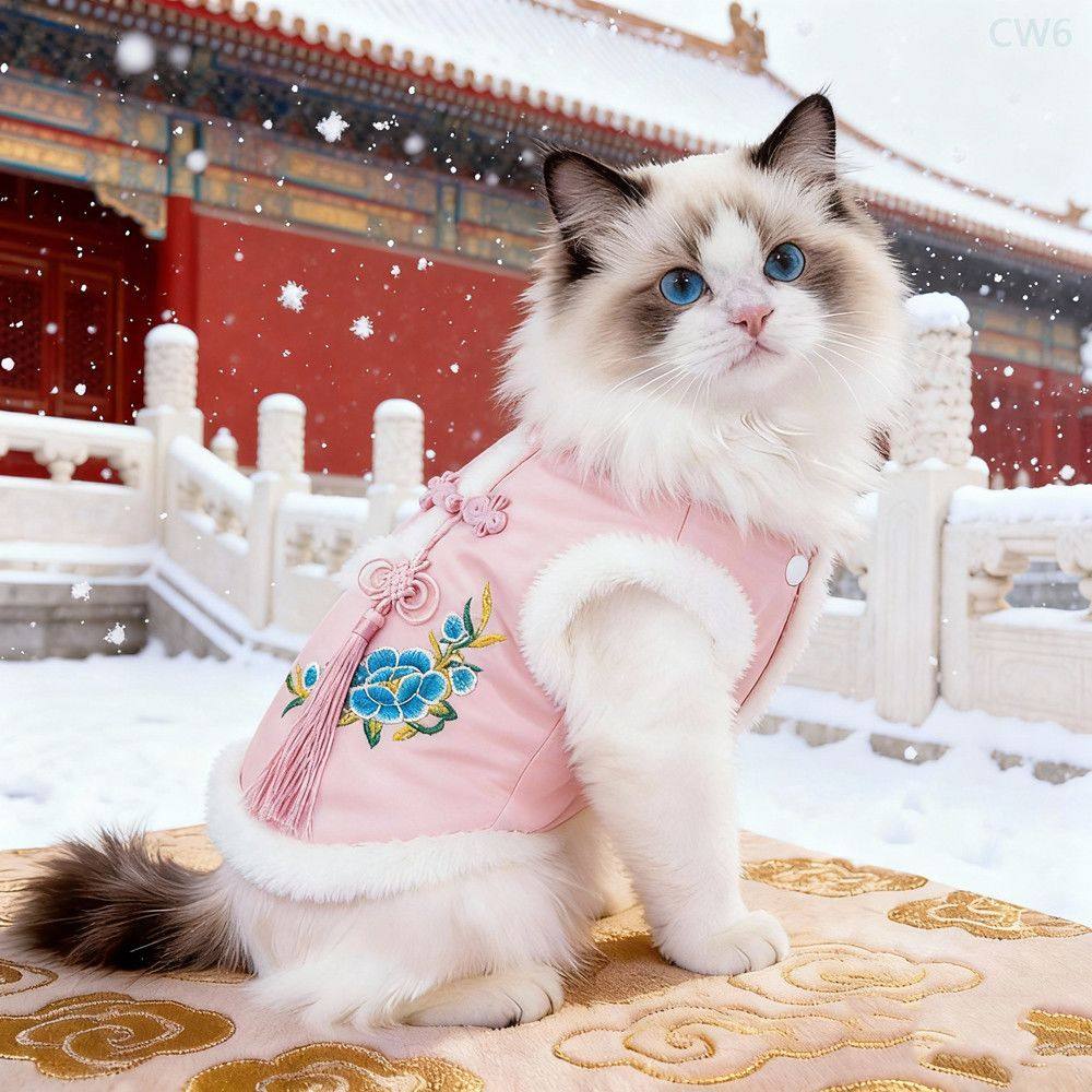 猫咪衣服冬装新年中国风牡丹刺绣保暖加绒布偶银渐层加厚宠物棉衣,宠物/宠物食品及用品,狗宠物服装/雨衣,淘宝优惠券,粉丝福利购,淘宝优惠卷