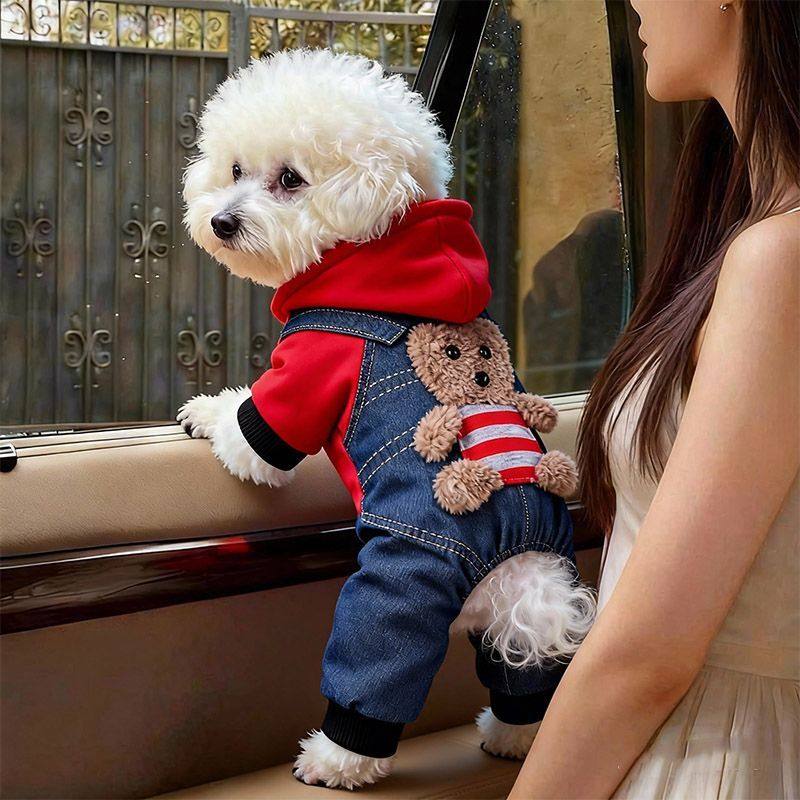 狗狗衣服冬季加厚四脚保暖带帽衣宠物小型犬泰迪比熊博美猫咪衣服