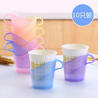 磨砂透明加厚一次性纸杯托架加硬塑料茶托杯架隔热托水杯杯座环保