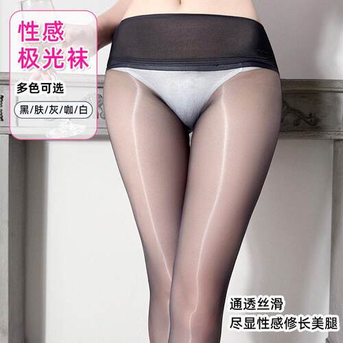 无缝丝袜性感极光丝袜女超薄透明闪光马油油光性感防勾美腿连裤袜
