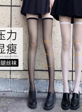 超薄过膝袜女白色丝袜长筒半截白丝夏季高筒大腿根性感黑丝jk黑色