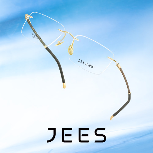 JEES极适眼镜经典无框方形三角滑轨商务近视眼镜框男款 SJG301