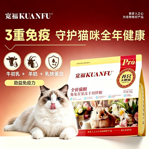 宽福猫粮兔肉猫粮兔兔浆果高蛋白成猫幼猫粮营养均衡鲜肉冻干猫粮