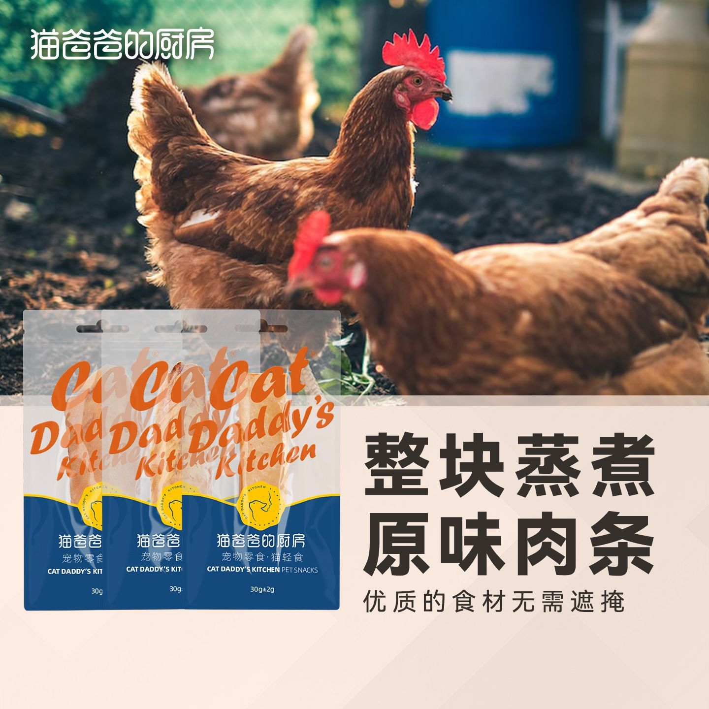 猫爸爸的厨房猫咪吃的小鱼条猫零食幼猫营养成猫猫吃鸡胸肉鱼肉条