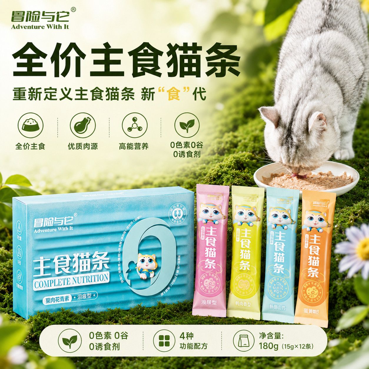 冒险全价主食猫条猫咪零食营养湿粮成幼猫呵护肠胃猫零食主食猫条