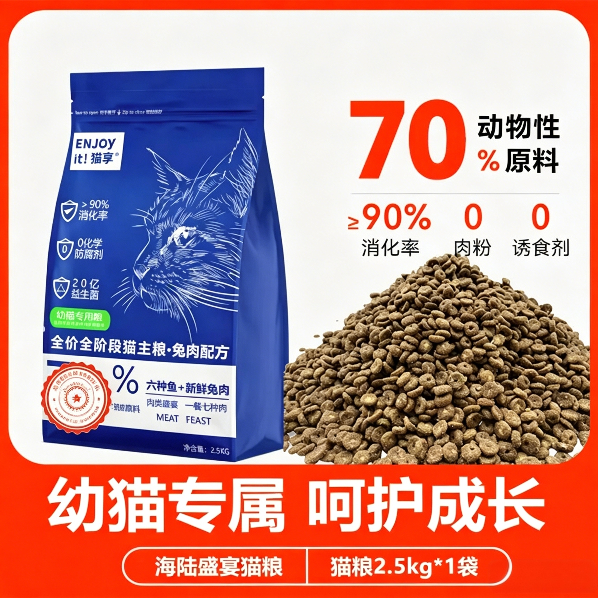 猫享猫粮幼猫专用成猫咪主粮全价全阶段鲜肉粮1-12月5斤营养猫粮