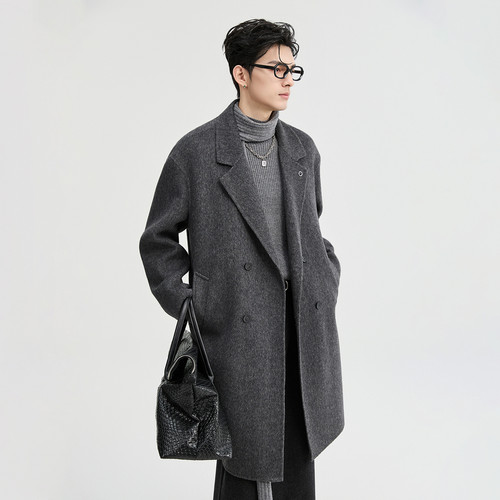 伯爵卓尔奥莱店25初冬中长款毛呢大衣男高级设计感100全羊毛外套