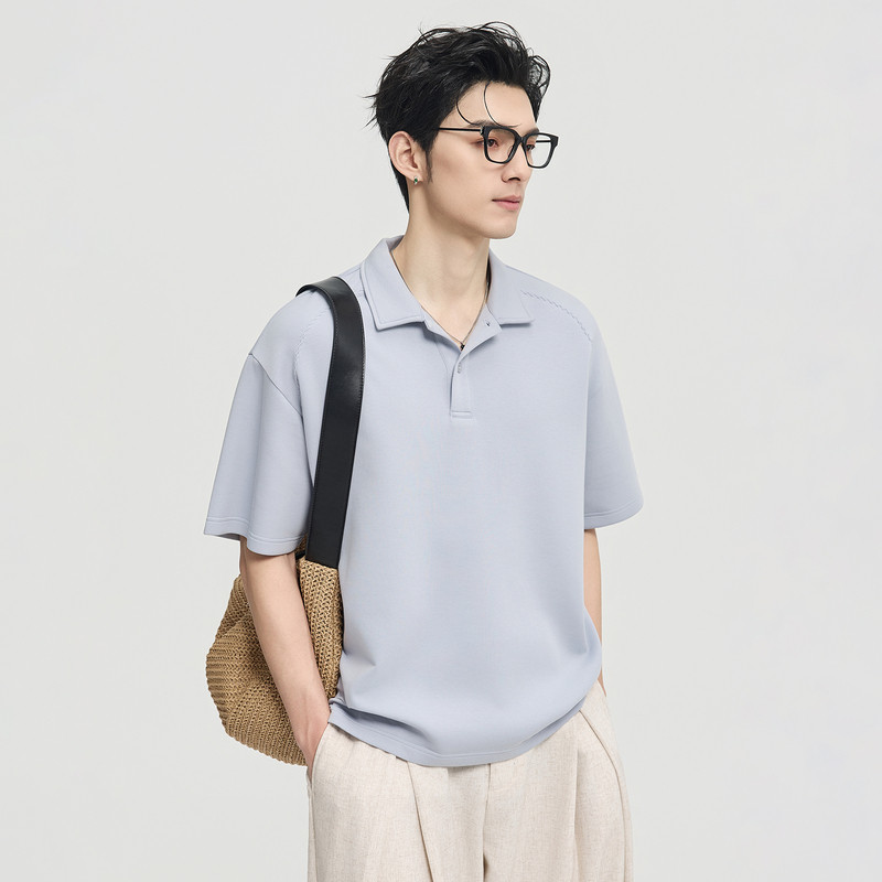 伯爵卓尔26夏季莫代尔亲肤短袖polo衫男设计感宽松翻领休闲T恤