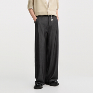 伯爵卓尔奥莱店2025夏季宽松直筒版休闲裤男士百搭裤子轻薄透气