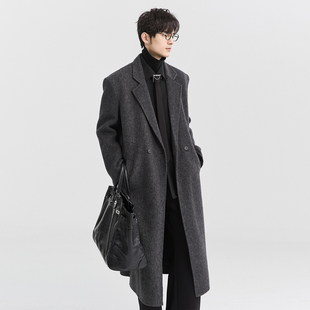 伯爵卓尔outlet奥莱店冬季长款骆驼绒混羊毛羽绒内胆双面呢男大衣