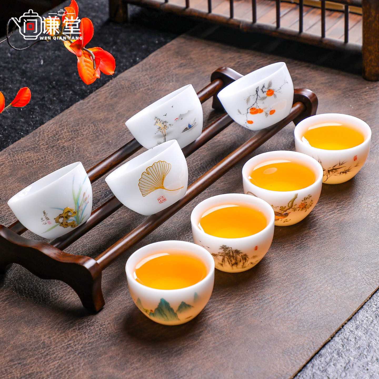 高端德化冰种白瓷功夫茶小茶杯6只装家用茶具客人喝茶茶碗品茗杯