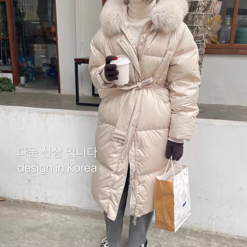 韩国原单25东大门秋冬新款时尚百搭宽松显瘦连帽羽绒服中长款外套