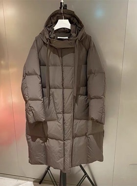 韩国原单2025Nice秋冬新款时尚百搭宽松显瘦连帽羽绒服中长款外套