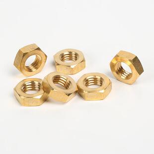 GB6172黄铜薄螺母薄型六角细牙螺母螺帽扁铜螺丝帽M3M4M5M6M8M10