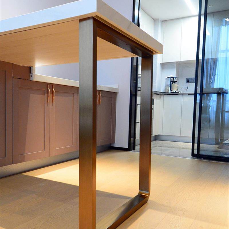 不锈钢桌腿支架吧台脚金属腿书桌脚餐台脚岛台支撑腿U形桌腿