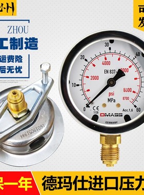 德国进口德玛仕轴向带边压力表 DMASS测压表挖掘机耐震液压测试仪