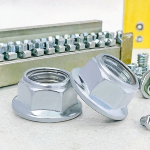 镀锌法兰金属防松螺母六角锁紧螺帽M5M6M8M10M12M14M16自锁螺丝帽