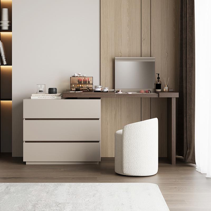 轻奢简约实木梳妆台卧室伸缩化妆桌现代简约书桌小户型床头化妆台