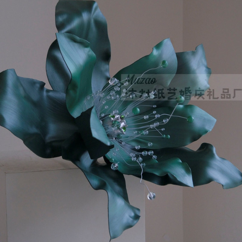 网红款橱窗珠光异形纸艺花大型商场美陈花艺巨型花手工婚礼