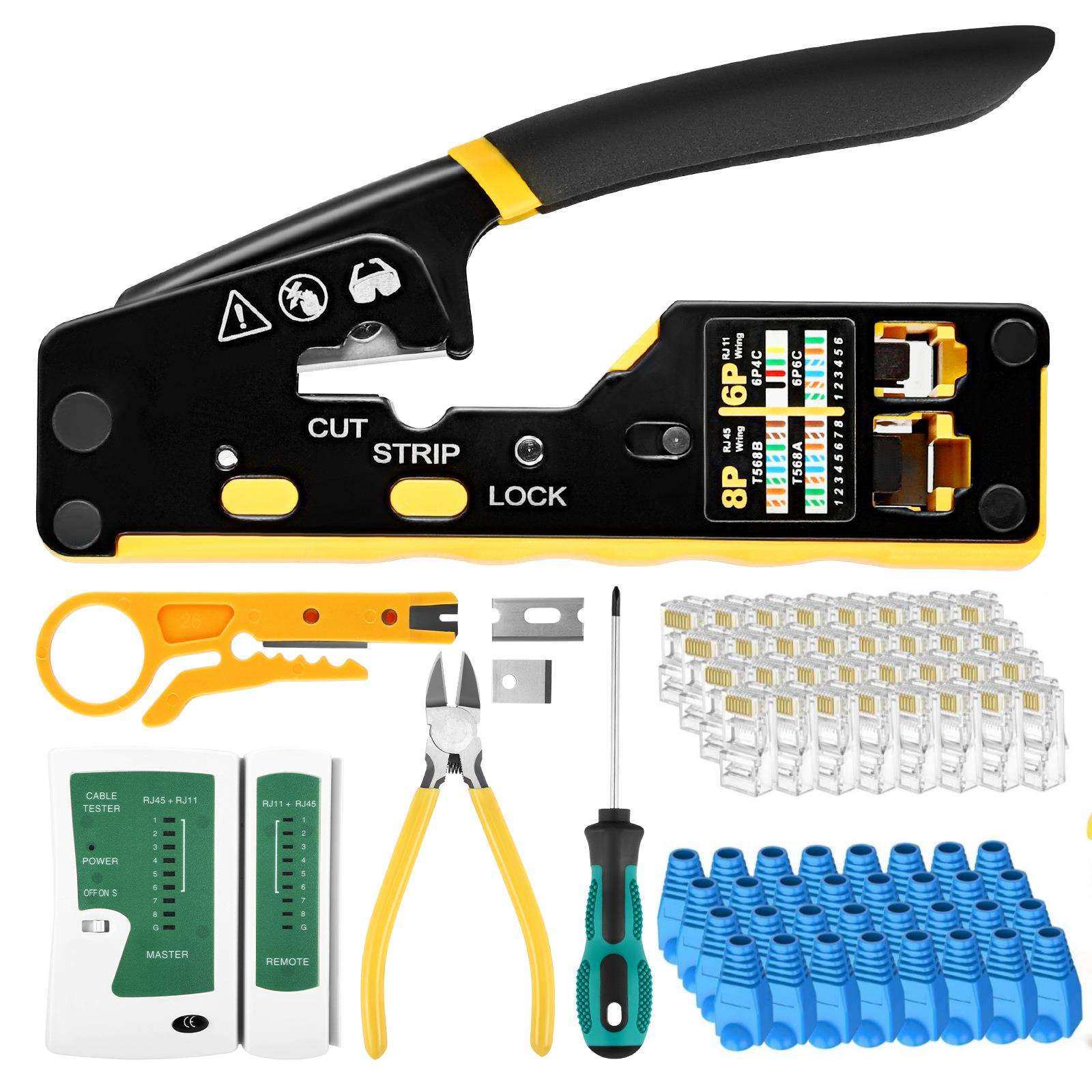 光元8P6P多功能双用CAT.6通孔EZ超五类六类水晶头台式便携网线钳