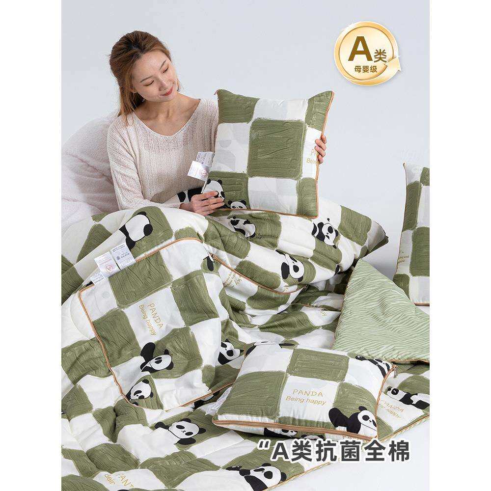 A类全棉抱枕被子两用午睡毯子二合一车用靠背车载枕头秋冬天加厚