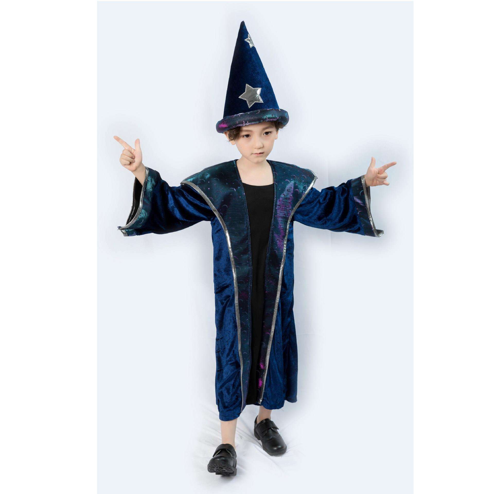 万圣节儿童聚会派对装扮演出表演服男童魔法师演出服