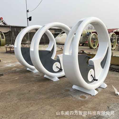 单车喷泉厂家 公园景区互动无动力设备自发电发光喷水单车