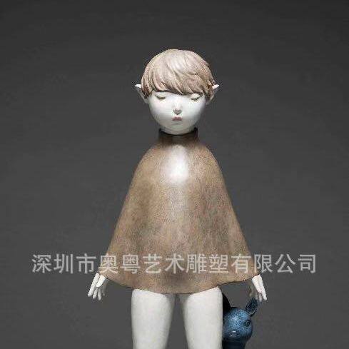 玻璃钢卡通女孩雕塑落地美陈摆件景观园林大型树脂人物厂家出售