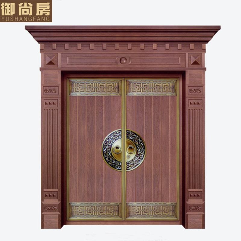真铜别墅大门农村庭院金属门不锈钢镀铜仿铜门纯铜大门中式