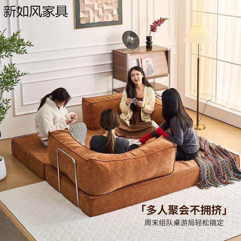 布艺沙发客厅小户型出租屋单双人可躺沙发组装一体两用折叠沙发床