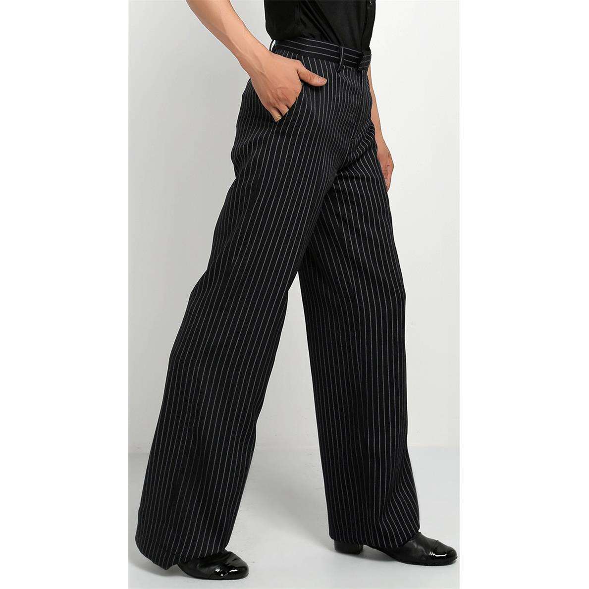 新款成人男士拉丁舞蹈裤广场舞裤国标摩登交谊舞裤经典条纹拉丁裤