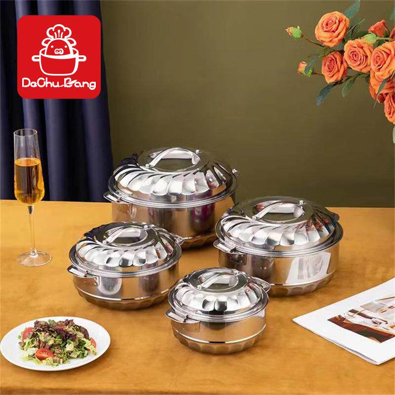 不锈钢保鲜锅全钢兰花锅4件套6件套双层保温套装锅锅具