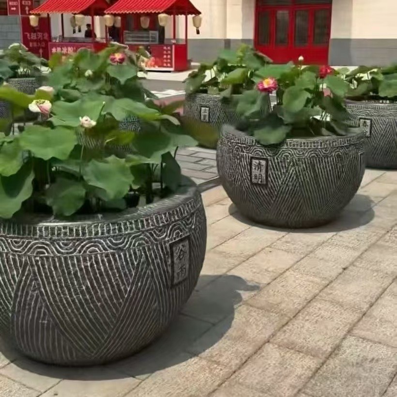石缸户外荷花缸青石门海仿古鱼缸庭院养鱼花岗岩石头水缸石雕鱼缸
