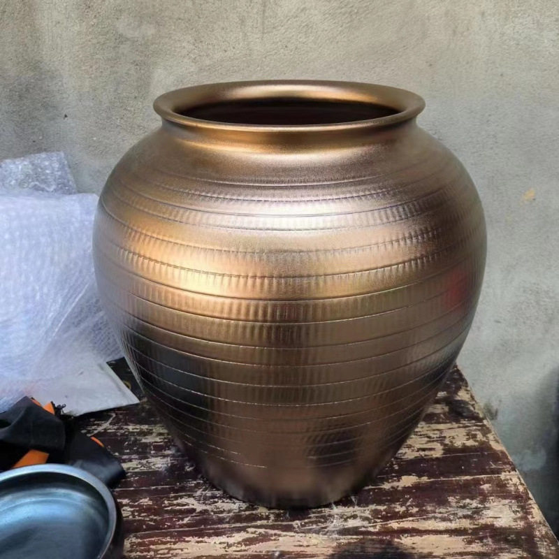 金色陶瓷大号花瓶桌面落地摆件
