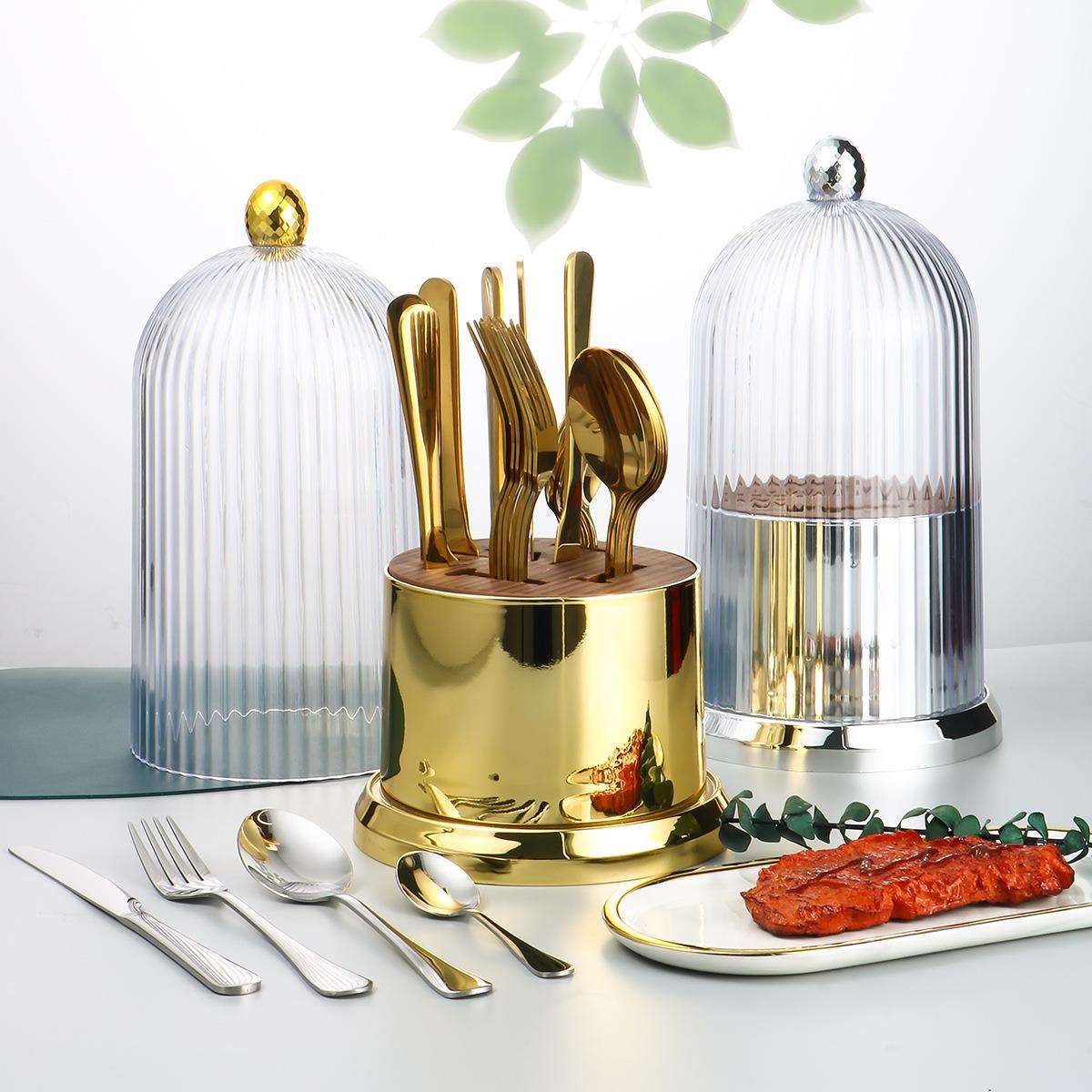 24pcs骑士、葡萄牙、小蛮腰、1010餐具搭配可旋转防尘带盖收纳盒