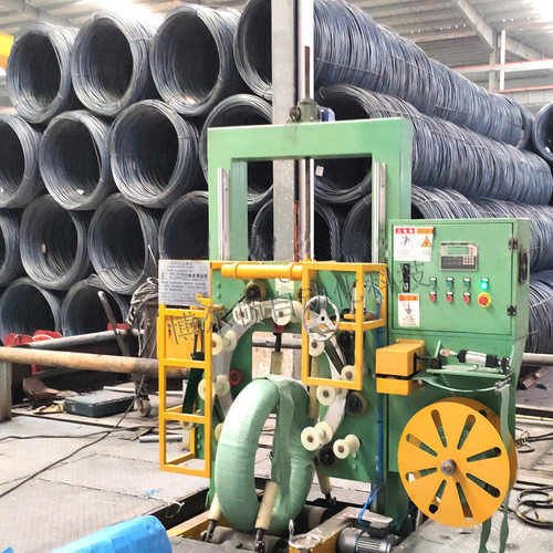 全自动钢丝缠绕包装机 苏州铜带钢卷包装机 双工位钢卷自动打包机