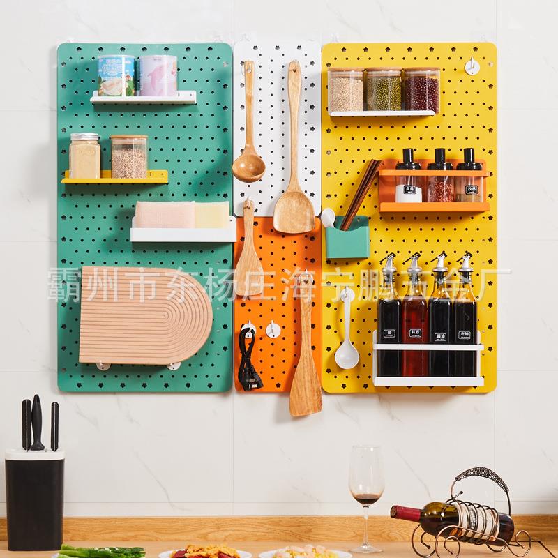 洞洞板免打孔置物架收纳客厅厨房卧室隔板墙壁壁挂墙上置物架