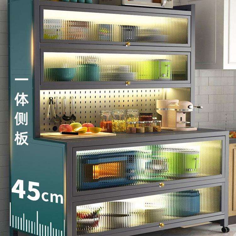 厨房置物架餐边柜加深45落地多层微波炉烤箱锅具加高防尘收纳柜子图片