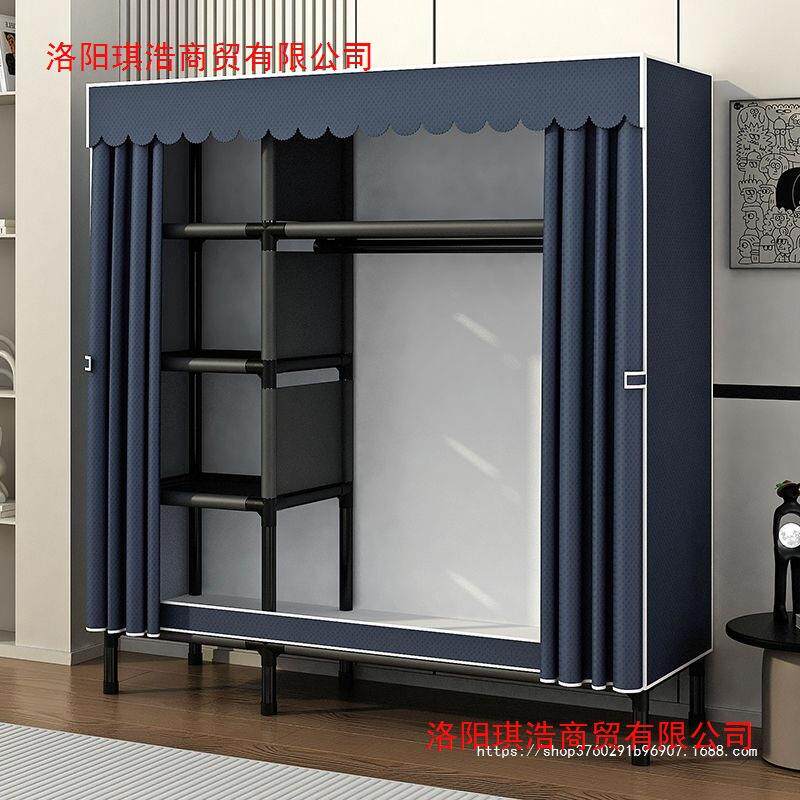 简易衣柜家用卧室组装全钢架加粗加厚布衣柜结实耐用出租房收纳橱
