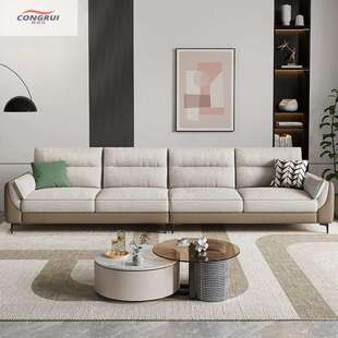 简约现代沙发棉麻布艺沙发可拆洗客厅大小户型意式猫爪皮直排沙发