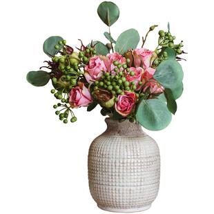 素纹旧瓷瓶复古陶瓷陶罐花瓶装饰摆件美式乡村瓦罐客厅户外