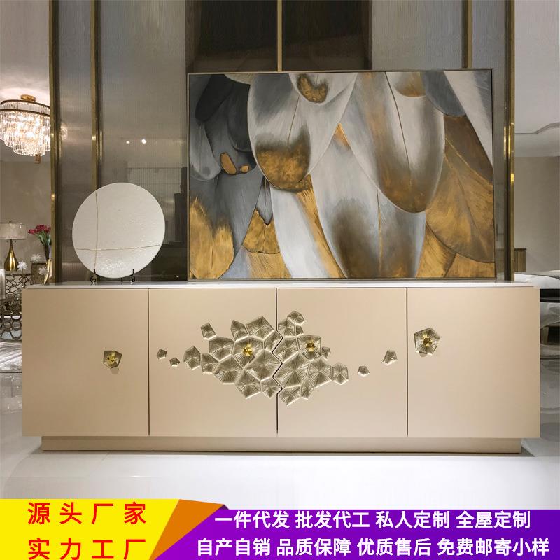 美式轻奢实木电视柜后现代艺术家具客厅视听柜设计师整装家具