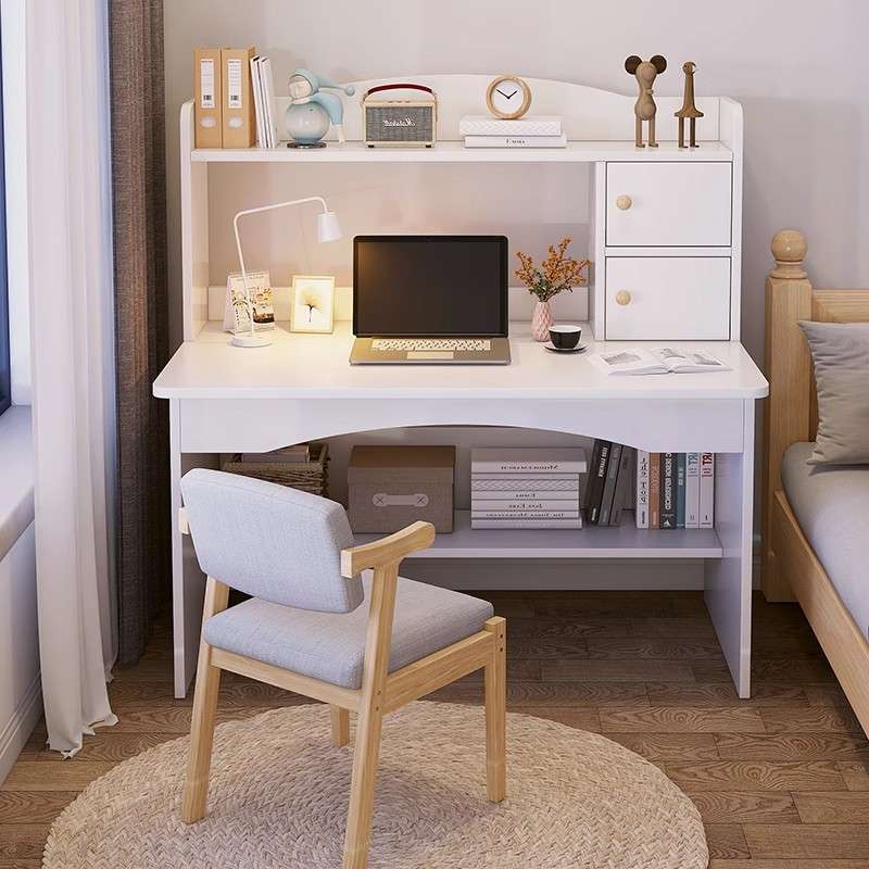 电脑桌台式家用书桌书架一体桌学生学习桌椅组合卧室办公写字桌子