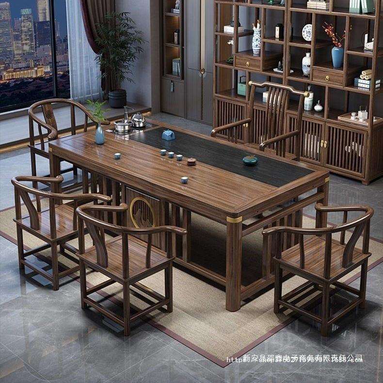 新中式茶桌椅组合实木茶桌茶台家用办公阳台一体功夫泡茶几一整套