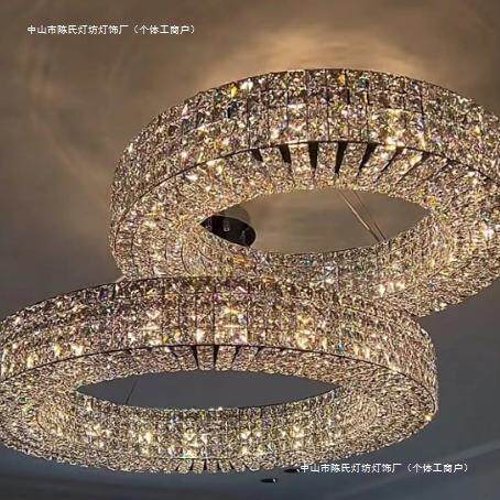 轻奢新款客厅水晶吊灯高级感大气简约现代圆环卧室餐厅大厅主灯