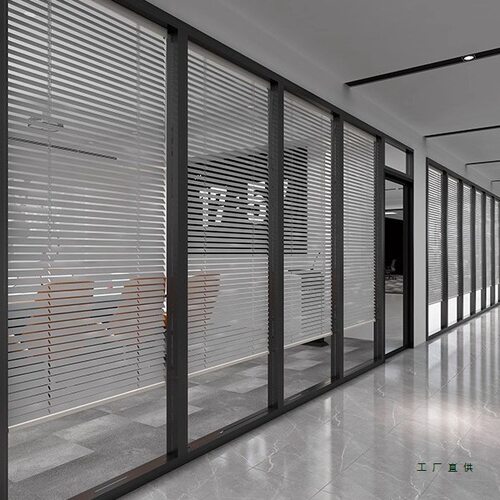 办公室玻璃隔断墙双层内置中空百叶屏风铝合金钢化玻璃隔音高隔断
