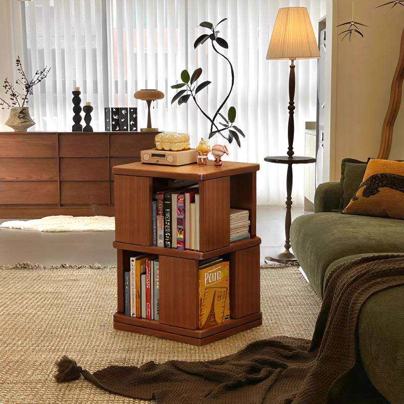 边几客厅家用沙发边柜侧柜旋转边桌创意角几床头置物架实木芯书架