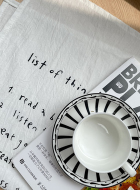 韩式ins风黑色手写字体list背景布餐垫餐巾盖布美食摆拍道具