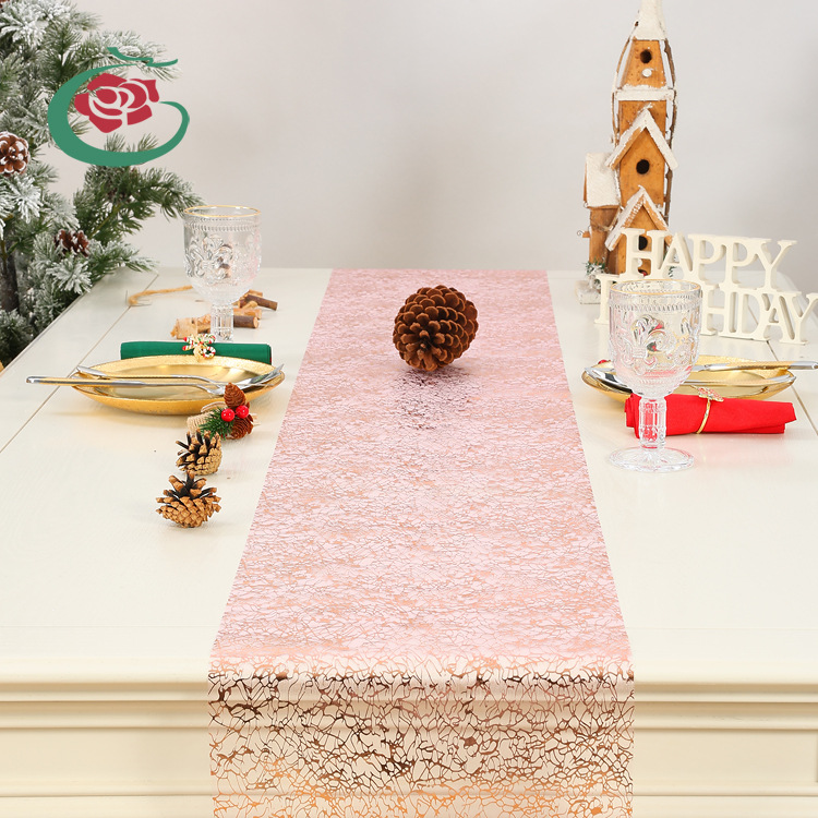 烫金烫粉欧根纱桌旗婚纱礼服汉服