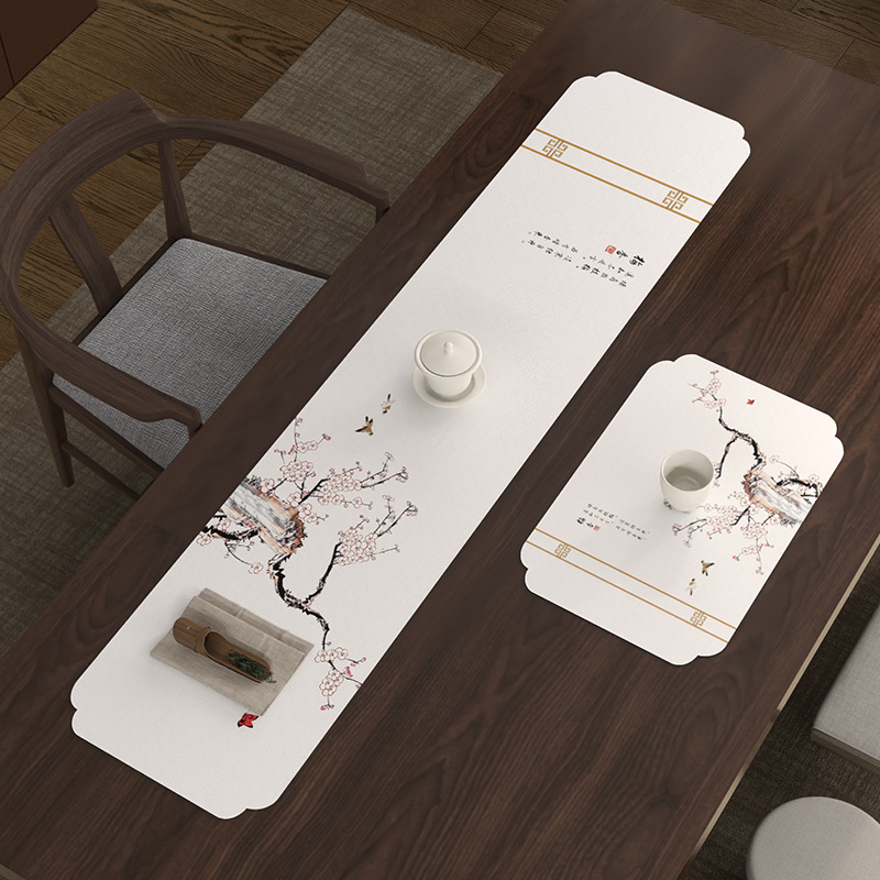 新中式干泡茶席实木茶桌垫布茶台